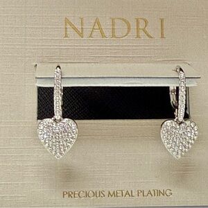 Nadri Silver Pave Heart Earrings